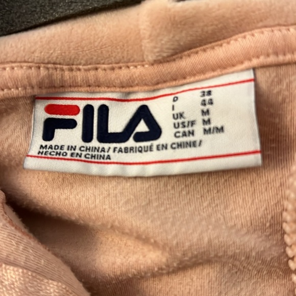 FILA Pink Velour Quarter Zip long sleeved Hoodie. - Picture 3 of 3